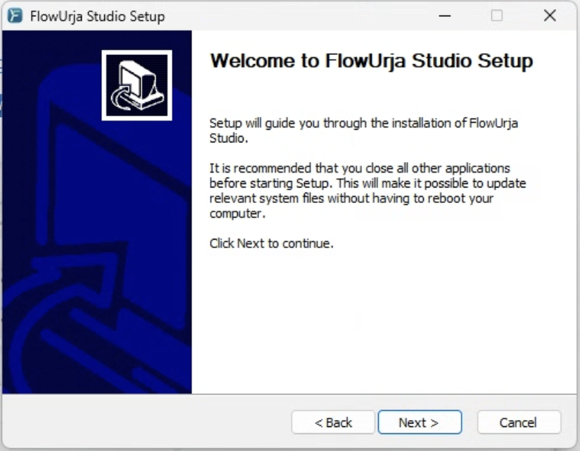 Windows setup wizard — Welcome to FlowUrja Studio Setup
